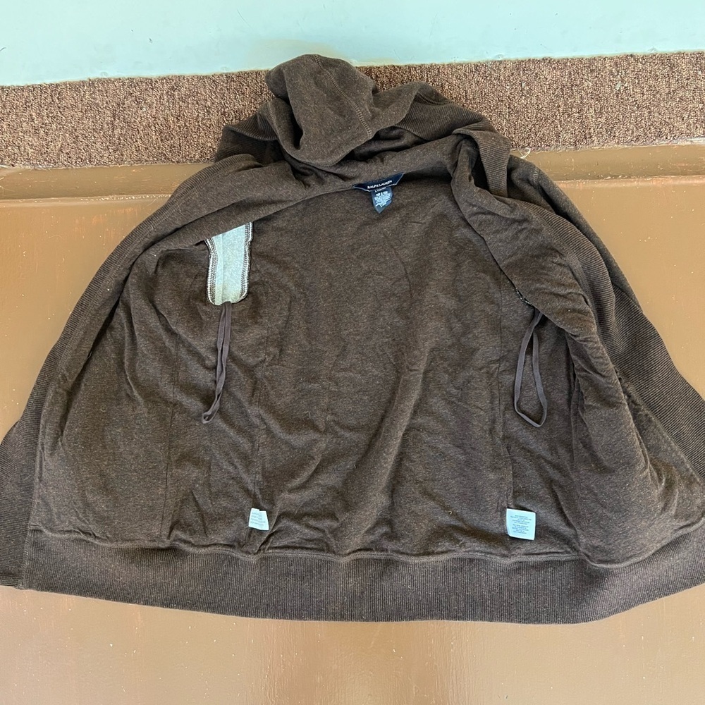 Brown Ralph Lauren hooded Shawl Collar Cardigan. Youth Large (12/14) - Picture 6 of 13